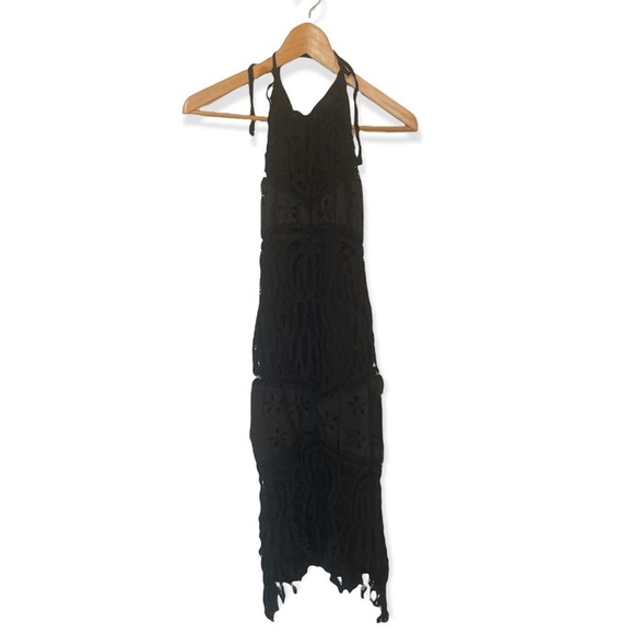 Elegant Boho Black Crochet Halter Maxi - Picture 1 of 7